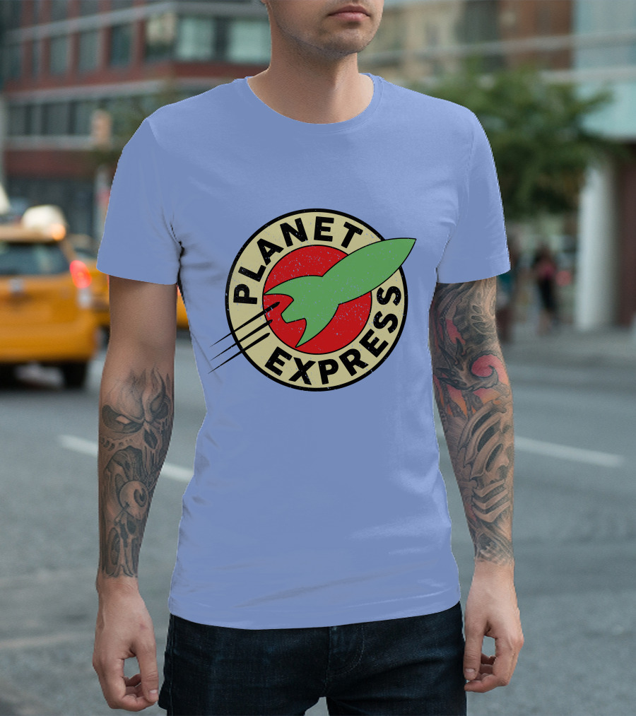 Planet Express Futurama Logo Rocket Badge T-Shirt