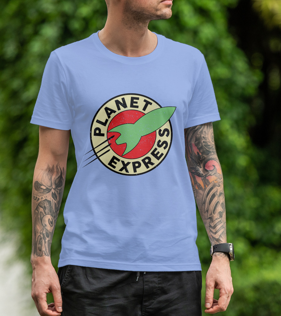 Planet Express Futurama Logo Rocket Badge T-Shirt