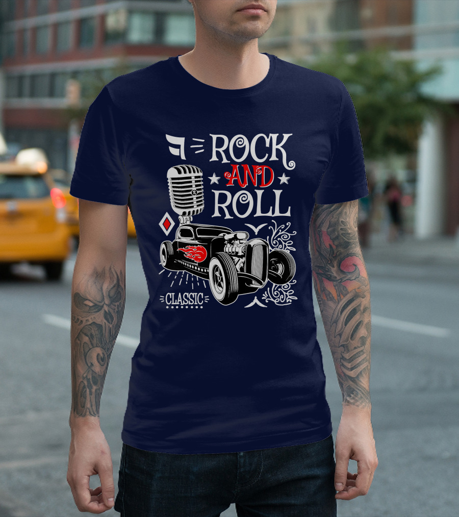 Classic Rock and Roll Hotrod Mic 50s Sock Hop Party T-Shirt