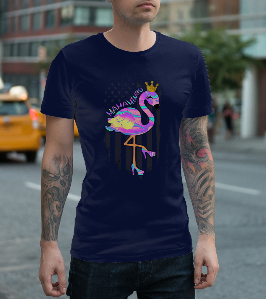 Mamamingo Flamingo with Crown and High Heels T-Shirt