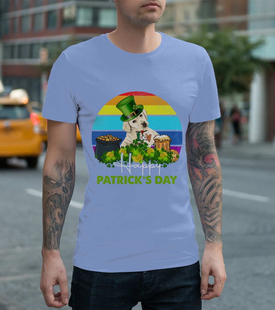 RD Lucky Cavalier Dog St Patrick's Day Labrador Retriever Shamrock Hat Rainbow T-Shirt