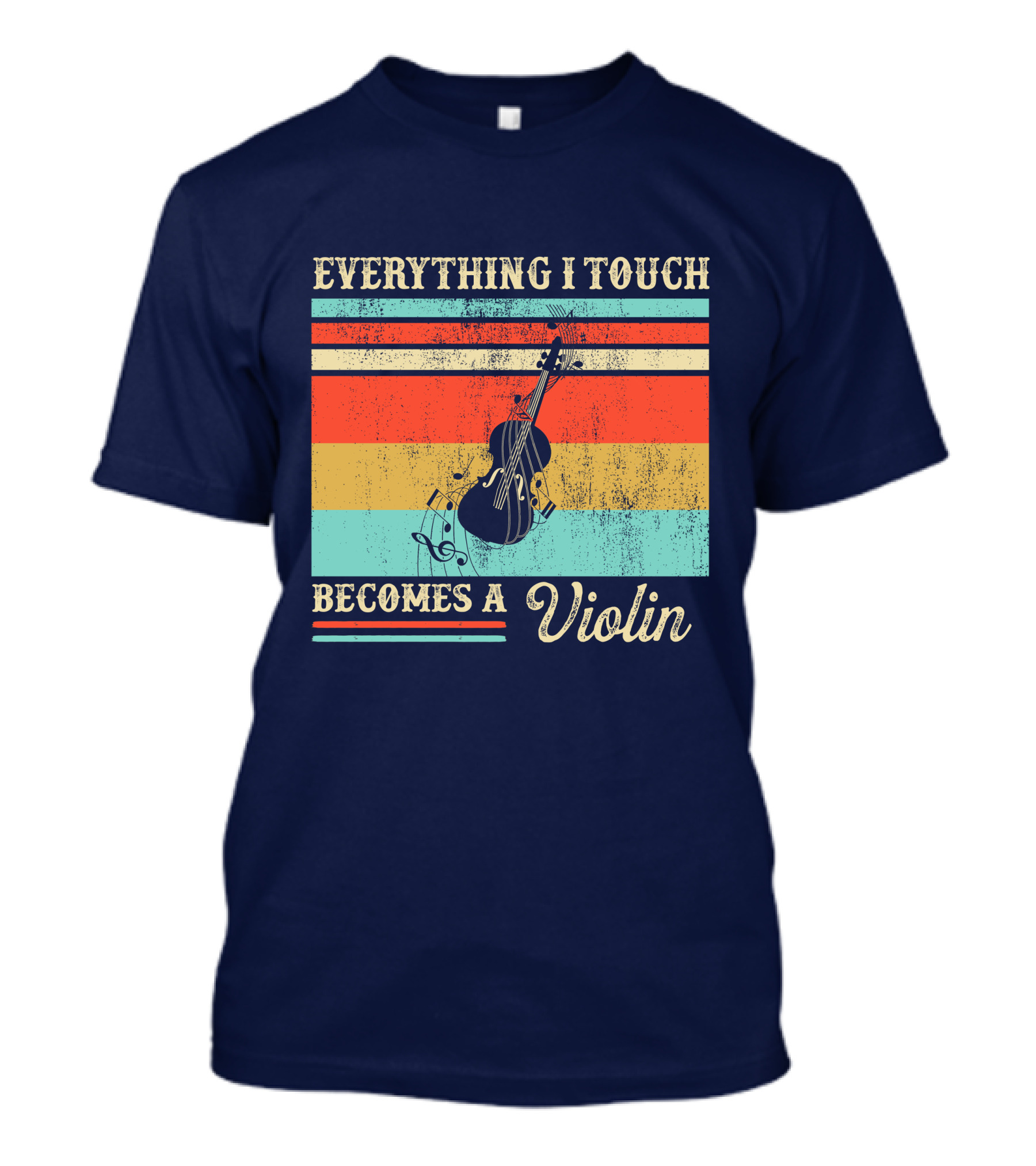 RD Everything I Touch Becomes A Violin Retro Colorful Stripes Musical Instrument T-Shirt