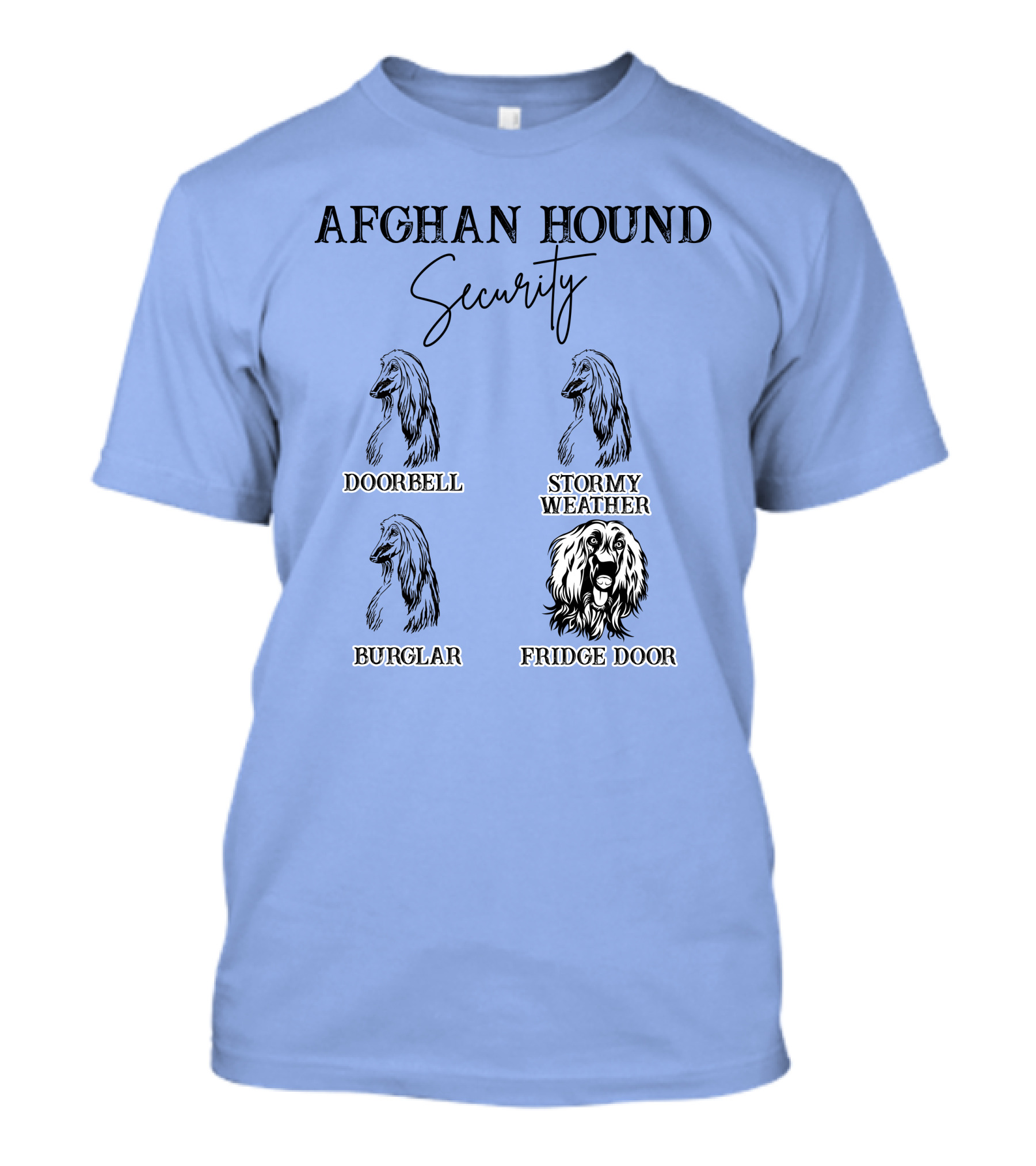 Afghan Hound Security Doorbell Stormy Weather Burglar Fridge Door T-Shirt