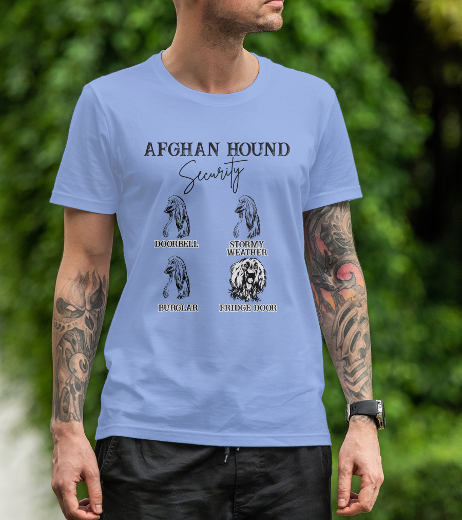 Afghan Hound Security Doorbell Stormy Weather Burglar Fridge Door T-Shirt