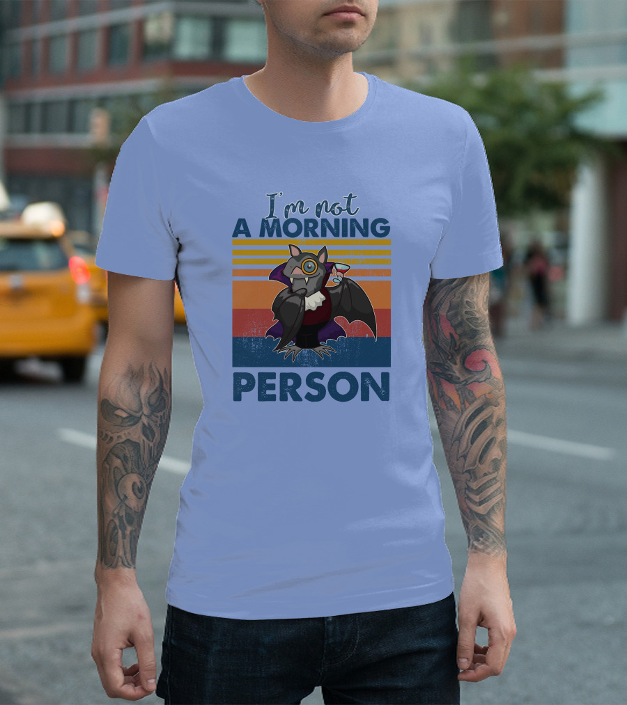 I'm Not A Morning Person Bat Retro Stripes rd T-Shirt