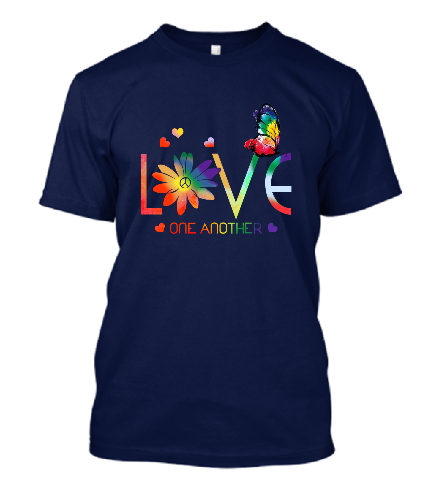 Love One Another Peace Flower Butterfly Hippie T-Shirt