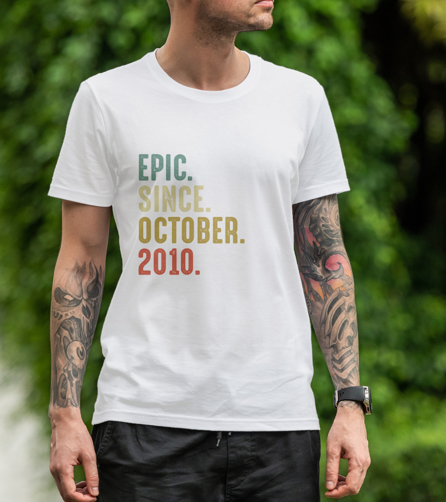 Epic Legend Since October 2010 Retro Vintage 21st Birthday T-Shirt