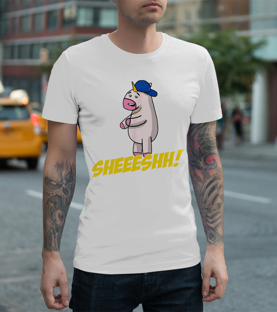 Sheeeshh Unicorn in Blue Hat Sport Grey T-Shirt
