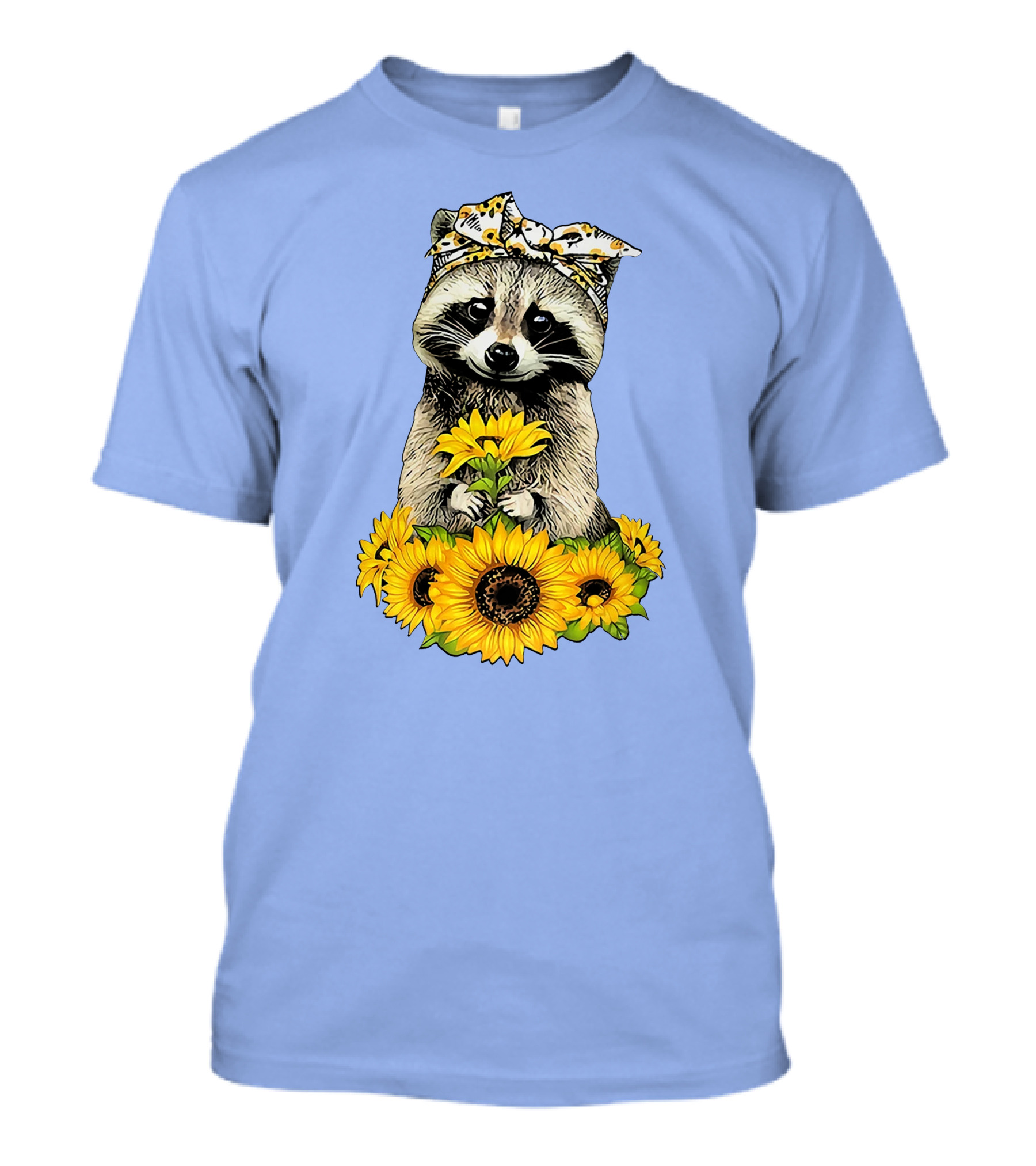Raccoon Holding Sunflowers With Bandana Pattern Featuring Me T-Shirt