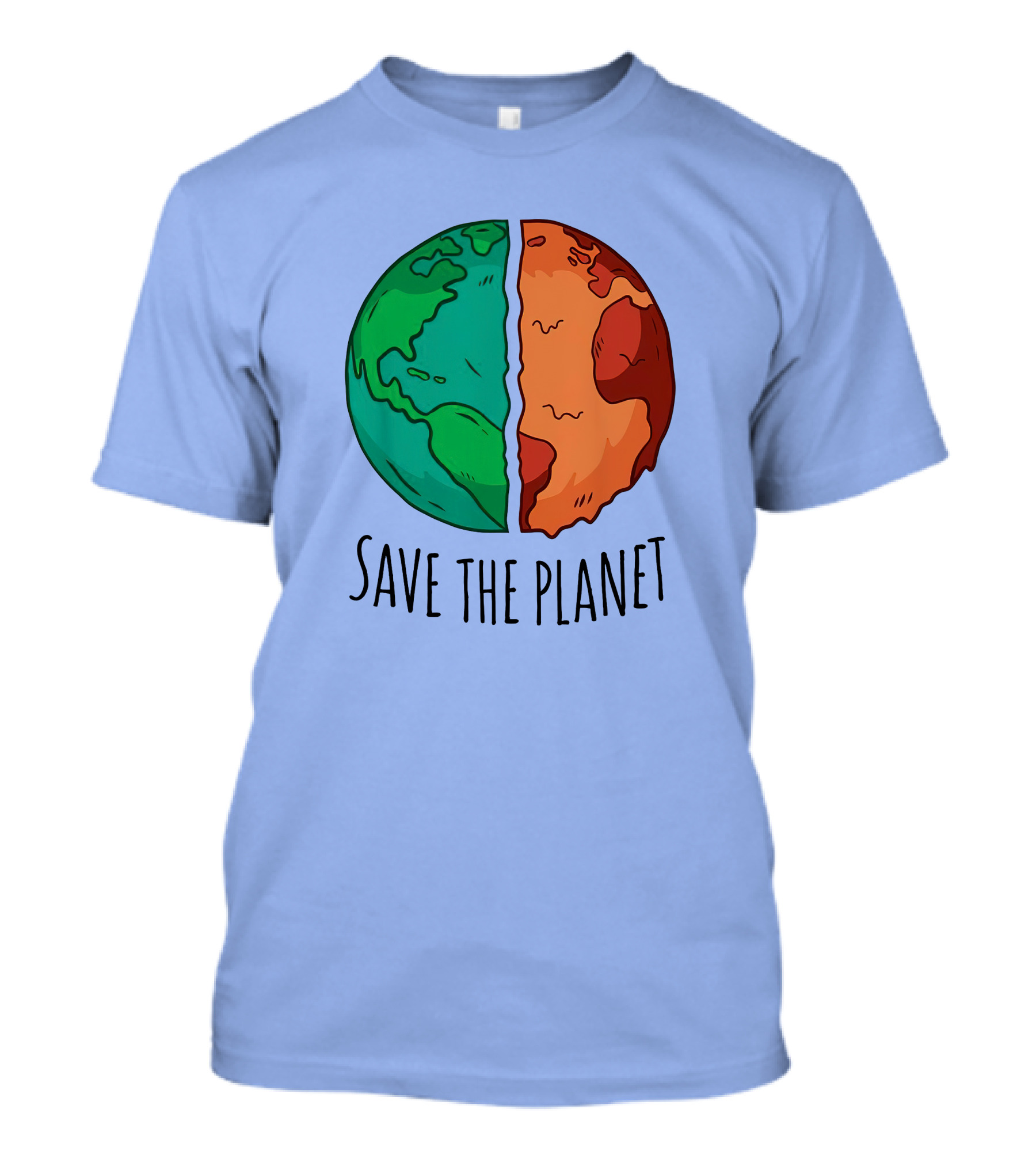 Save The Planet Earth Green And Red Split T-Shirt
