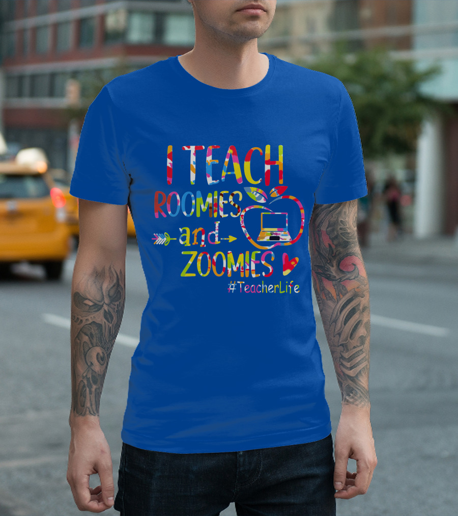 I Teach Roomies and Zoomies Apple Laptop #TeacherLife T-Shirt