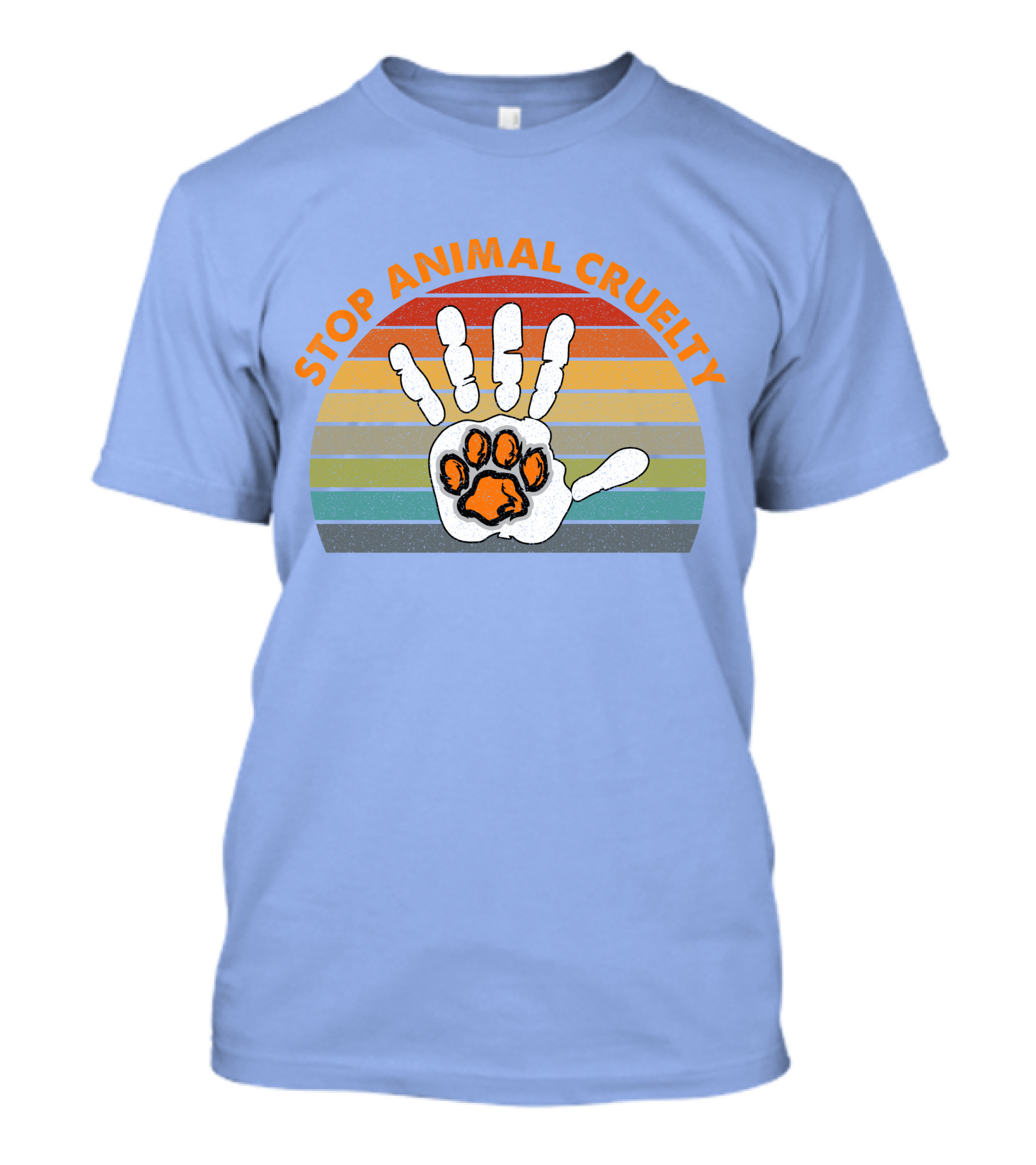 Stop Animal Cruelty Handprint Paw Vegan Activism Animal Rights T-Shirt