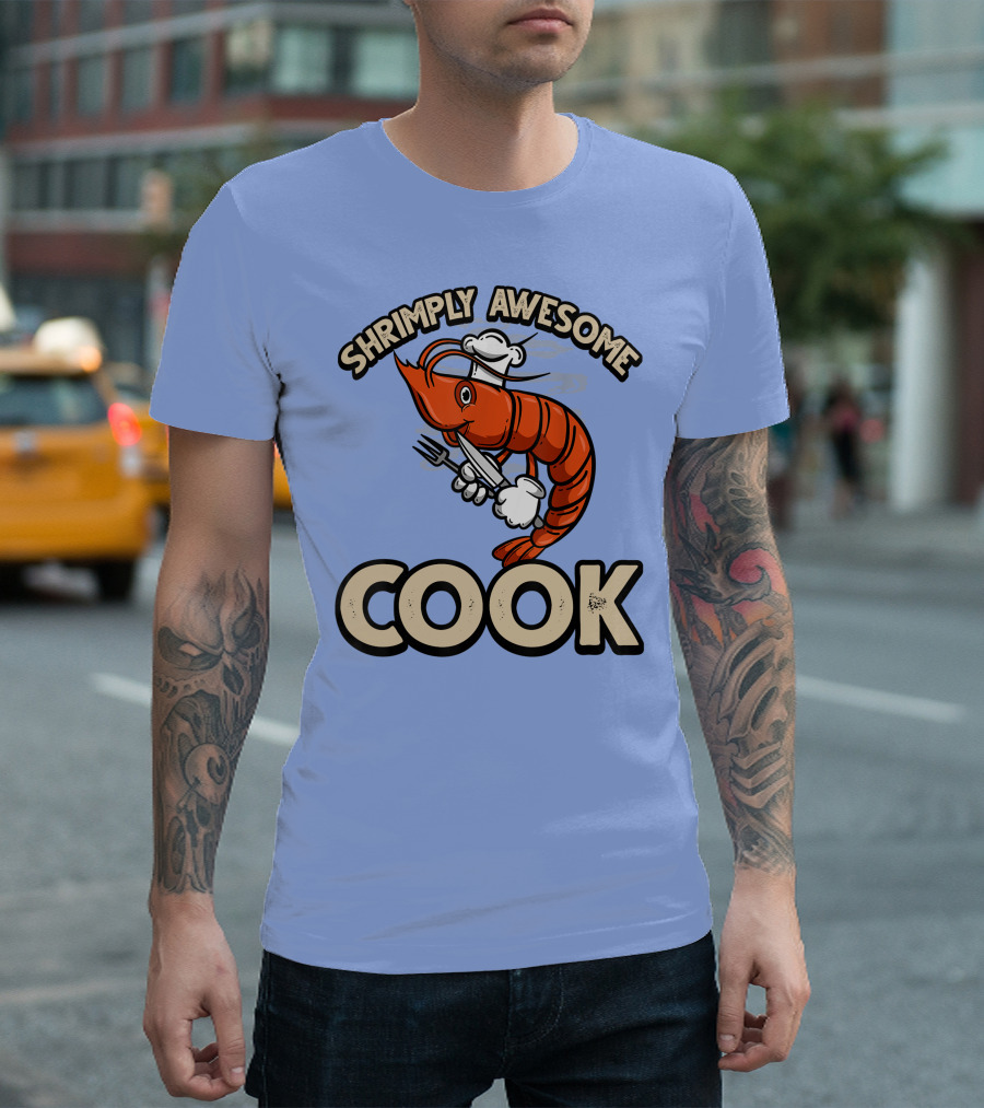 Shrimply Awesome Cook Funny Prawn Pun T-Shirt
