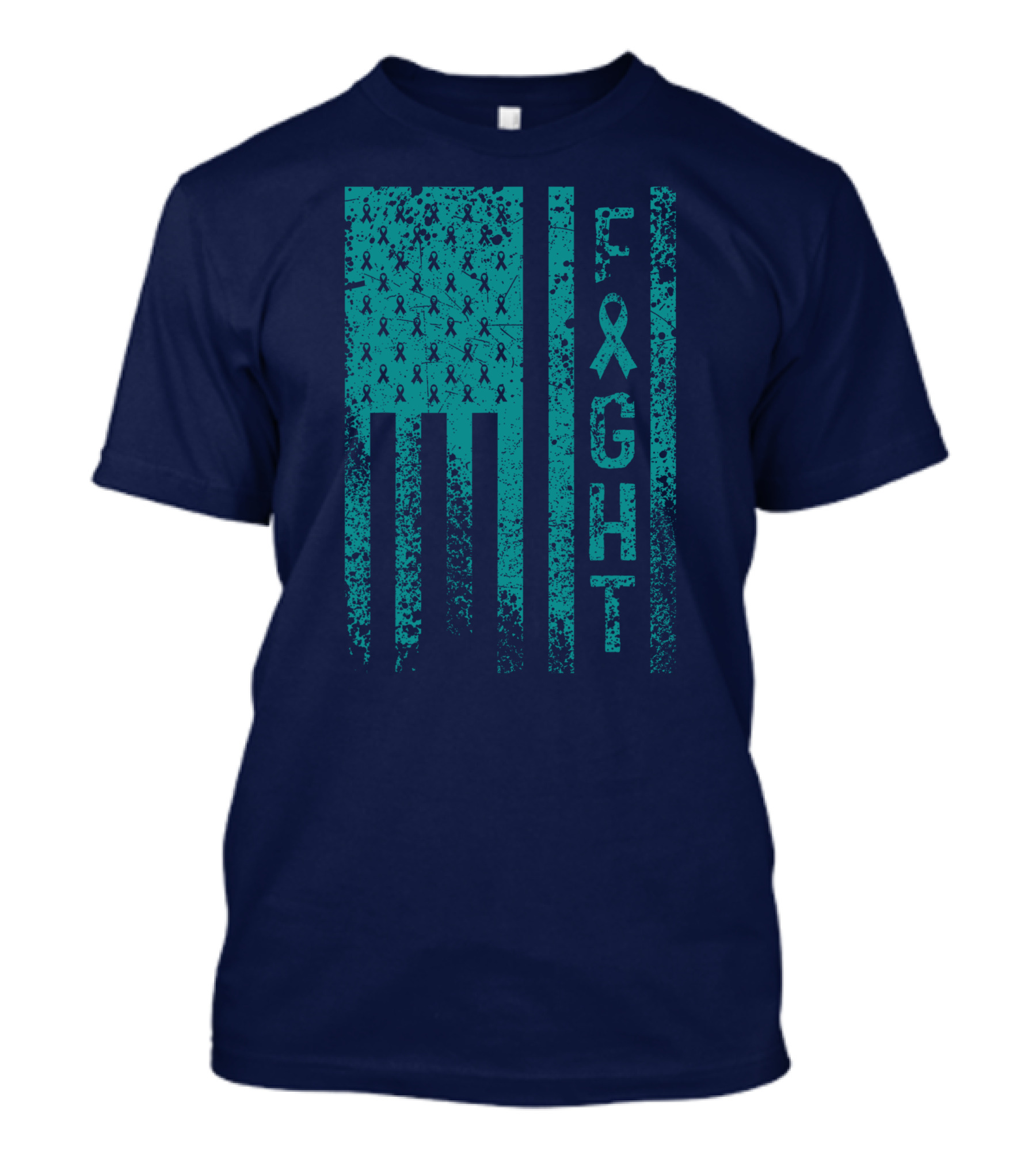 BLACK FIGHT Polycystic Kidney Disease Awareness Ribbon Flag T-Shirt