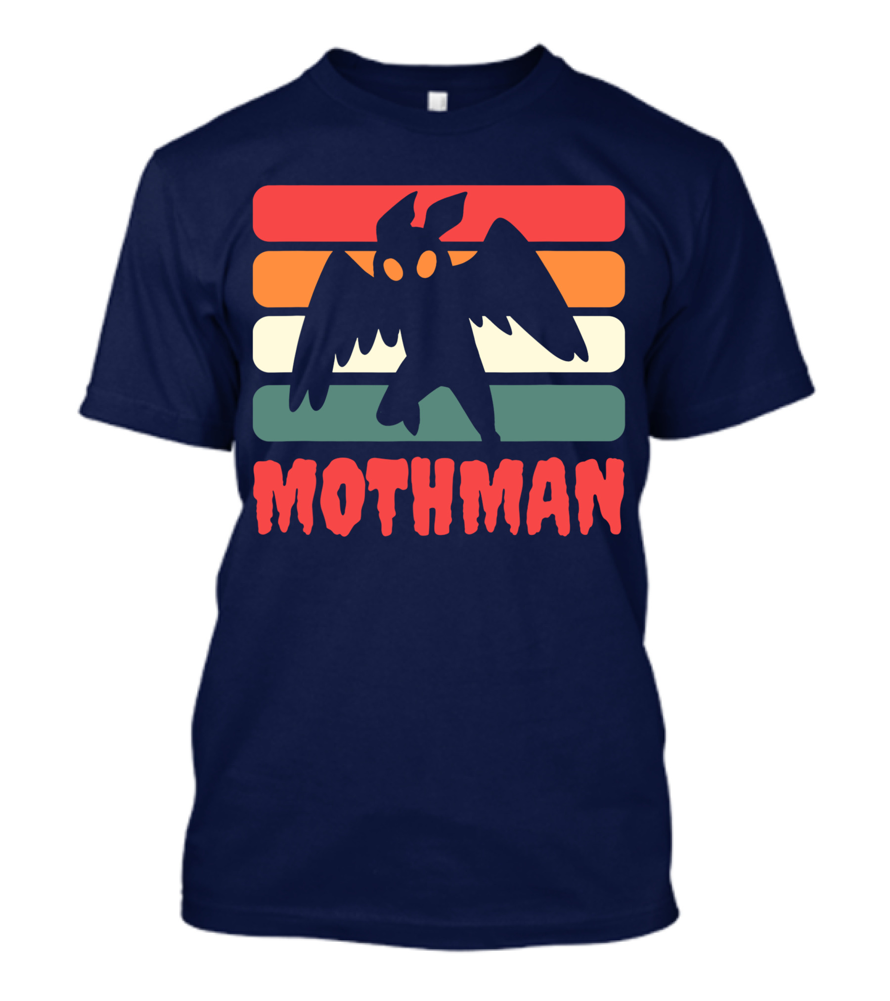 Mothman Black Cryptid Cryptozoology Retro Stripes T-Shirt