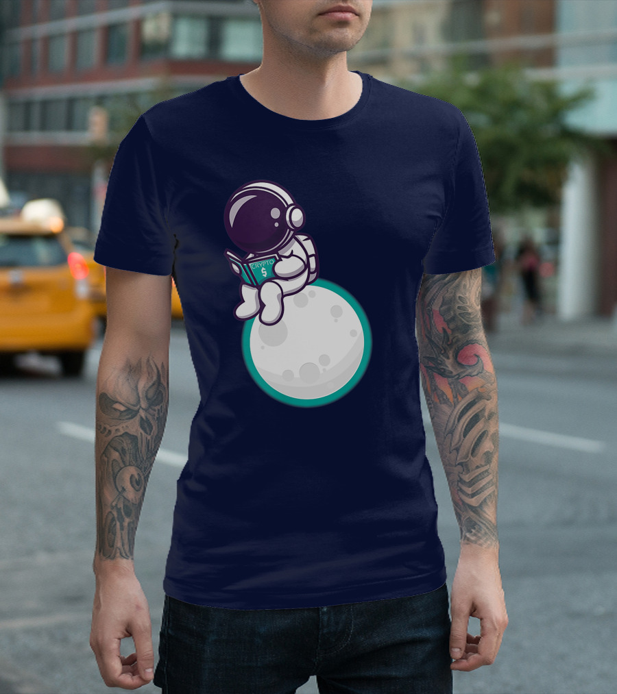 BLACK Safemoon Crypto Currency Astronaut Reading Crypto Novelty Coin Merch T-Shirt