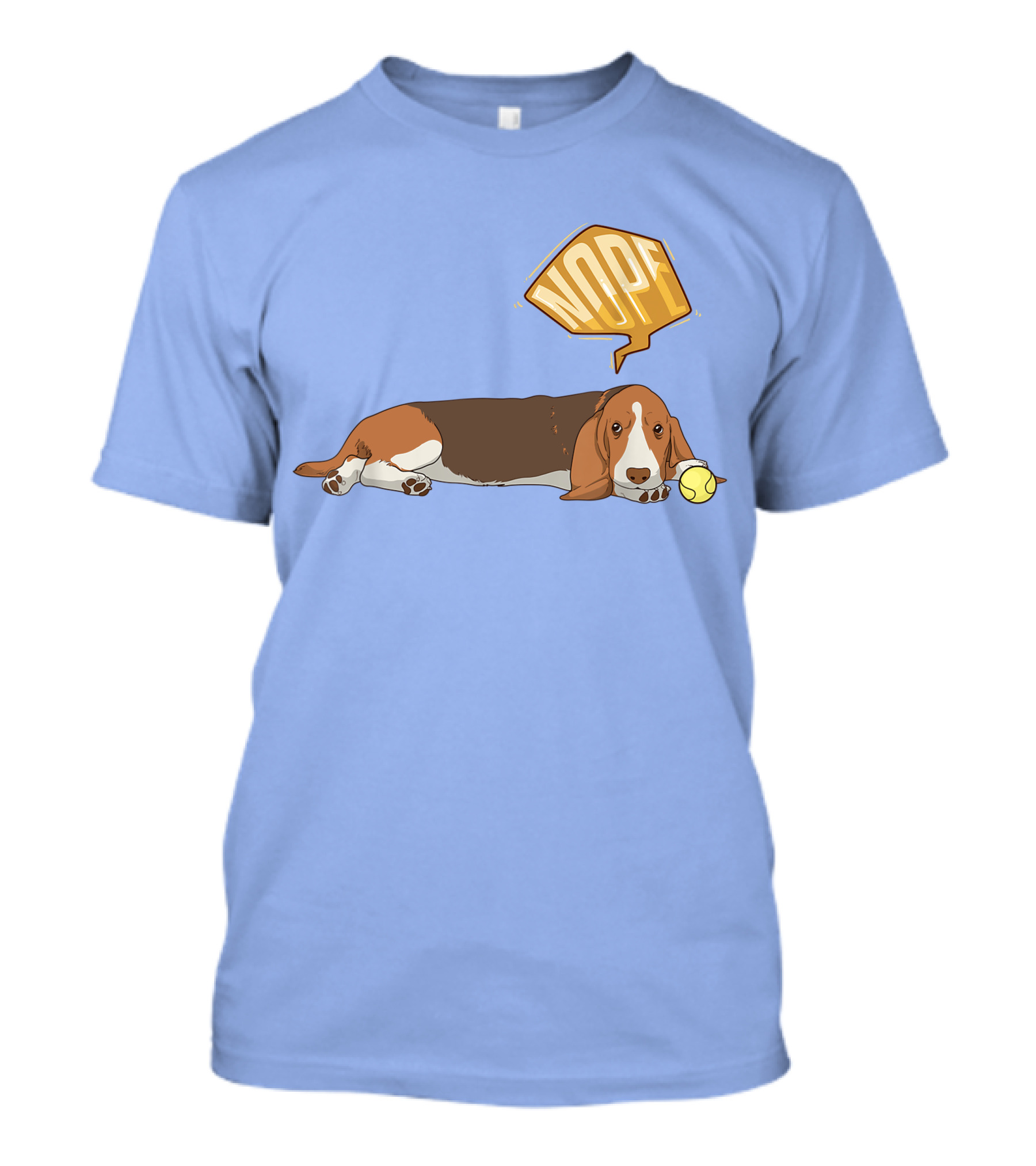 Nope Lazy Basset Hound With Tennis Ball Funny Dog T-Shirt