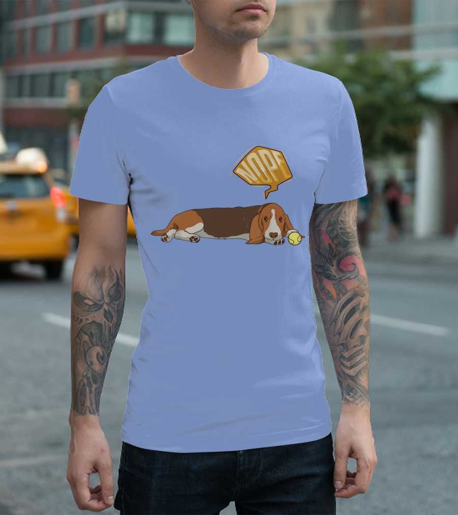 Nope Lazy Basset Hound With Tennis Ball Funny Dog T-Shirt