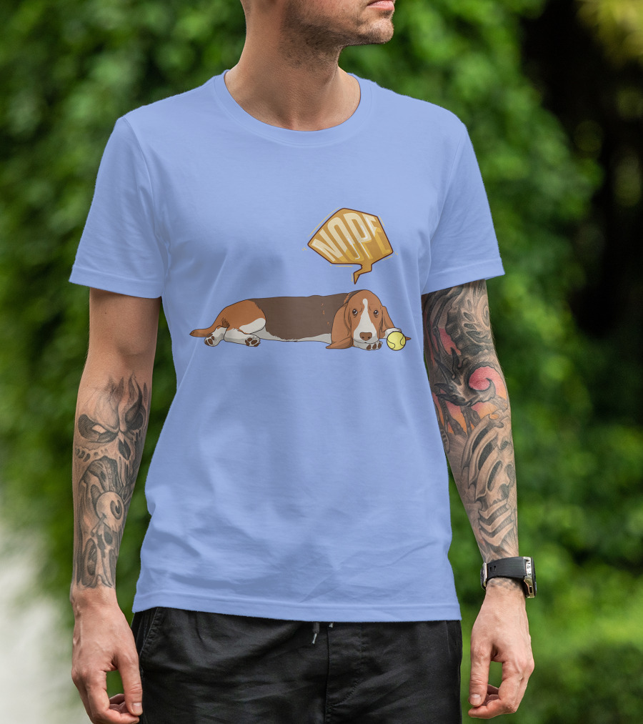 Nope Lazy Basset Hound With Tennis Ball Funny Dog T-Shirt