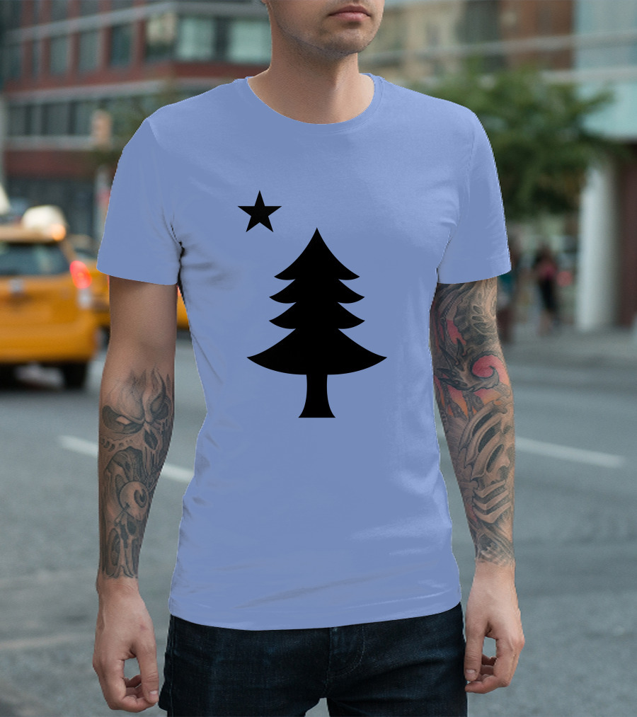 Maine Pine Tree State Flag Pride Patriotic Symbol With Star T-Shirt