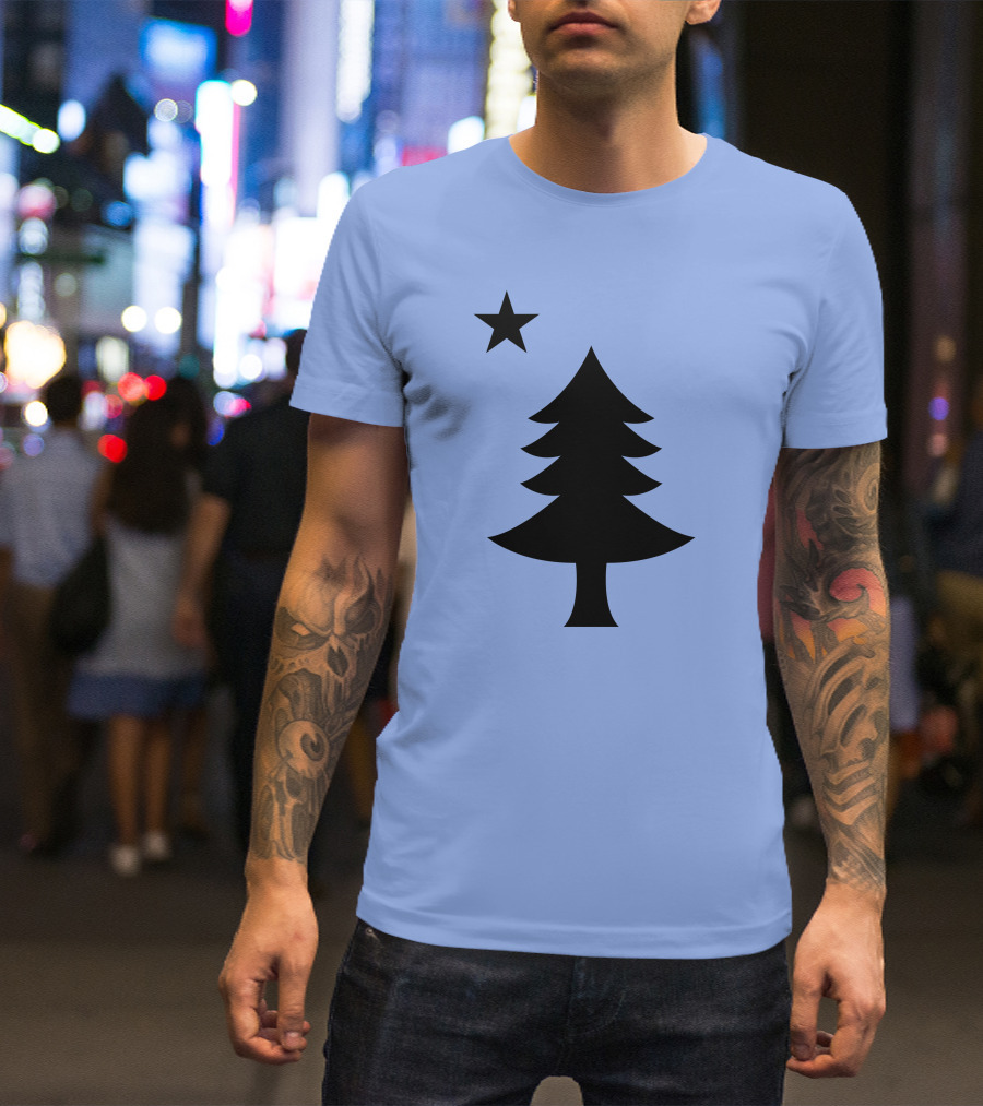 Maine Pine Tree State Flag Pride Patriotic Symbol With Star T-Shirt