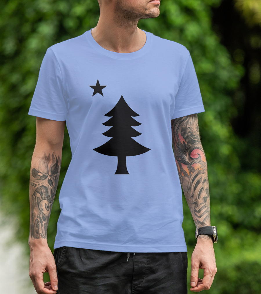 Maine Pine Tree State Flag Pride Patriotic Symbol With Star T-Shirt