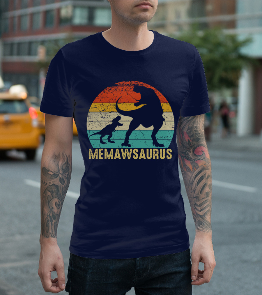 Memawsaurus Retro Sunset Dinosaur T-Shirt