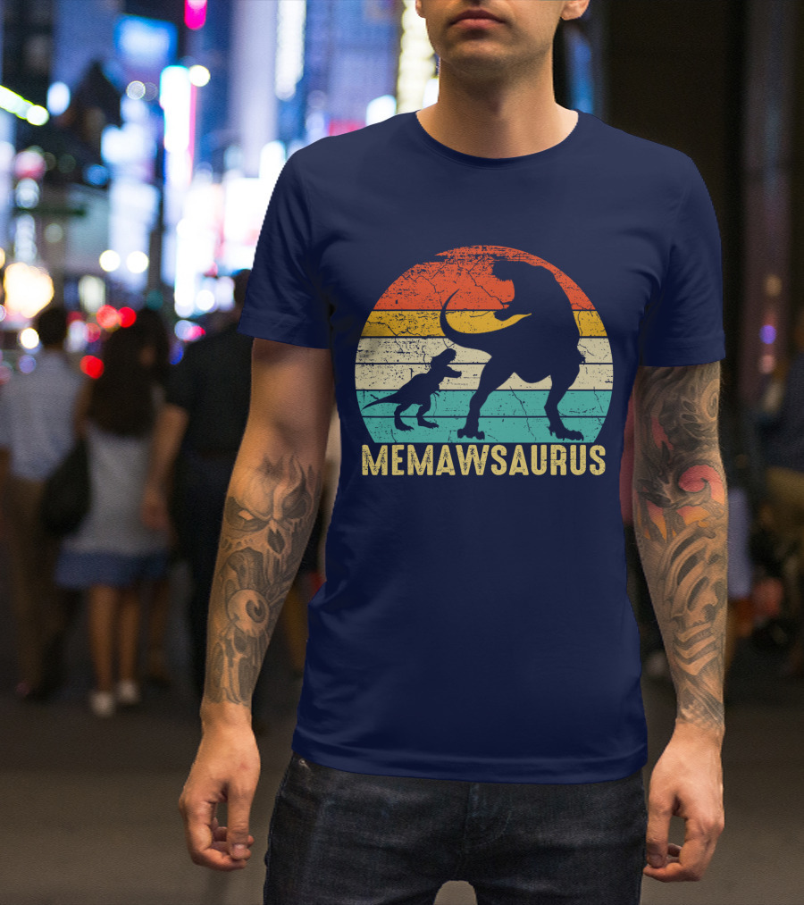 Memawsaurus Retro Sunset Dinosaur T-Shirt
