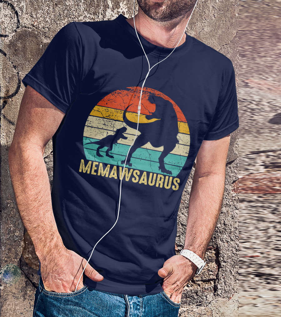 Memawsaurus Retro Sunset Dinosaur T-Shirt