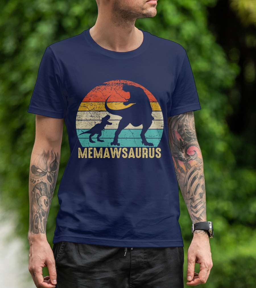Memawsaurus Retro Sunset Dinosaur T-Shirt
