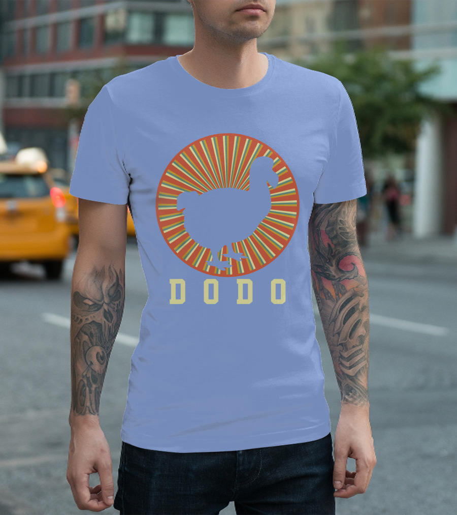 Navy Dodo Bird Retro Sunburst T-Shirt