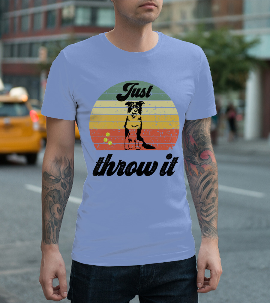 Just Throw It Border Collie Retro Vintage T-Shirt