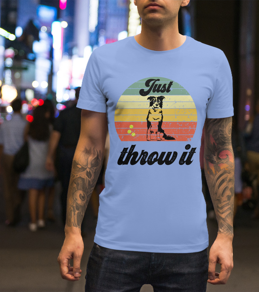 Just Throw It Border Collie Retro Vintage T-Shirt