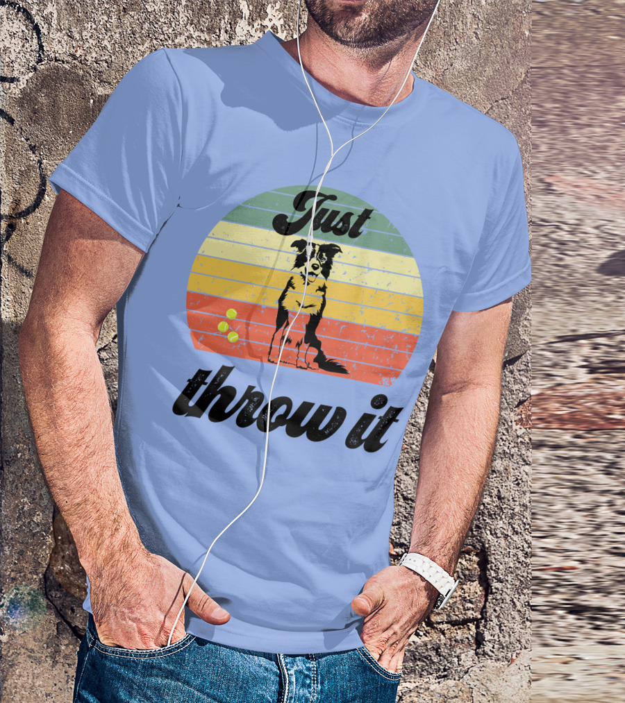 Just Throw It Border Collie Retro Vintage T-Shirt