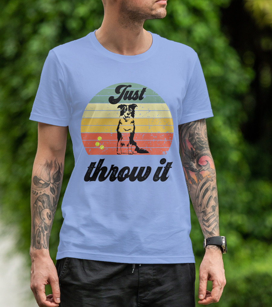 Just Throw It Border Collie Retro Vintage T-Shirt