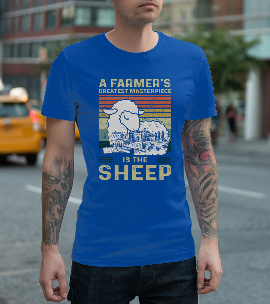A Farmer's Greatest Masterpiece Is the Sheep Vintage Farm Landscape T-Shirt
