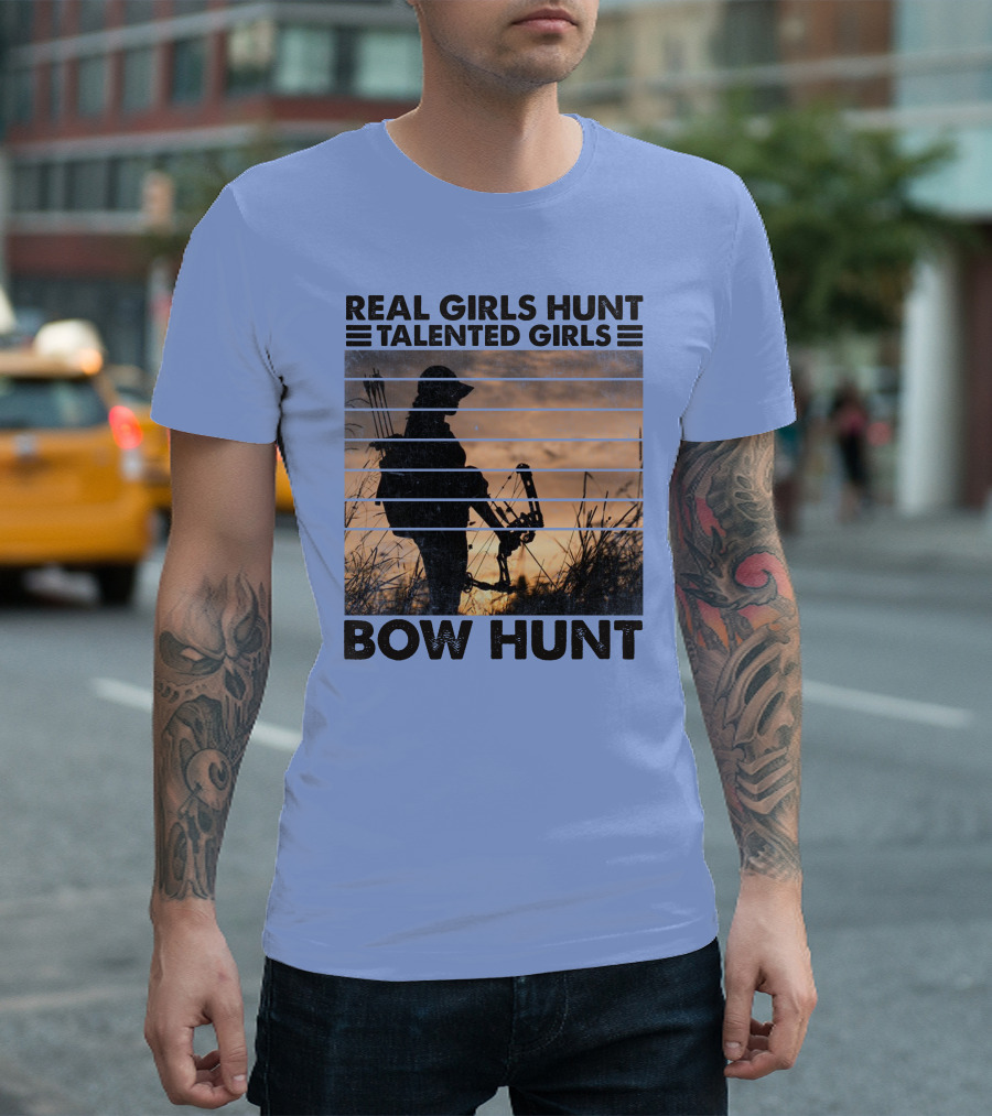 Real Girls Hunt Talented Girls Bow Hunt Silhouette Archery T-Shirt