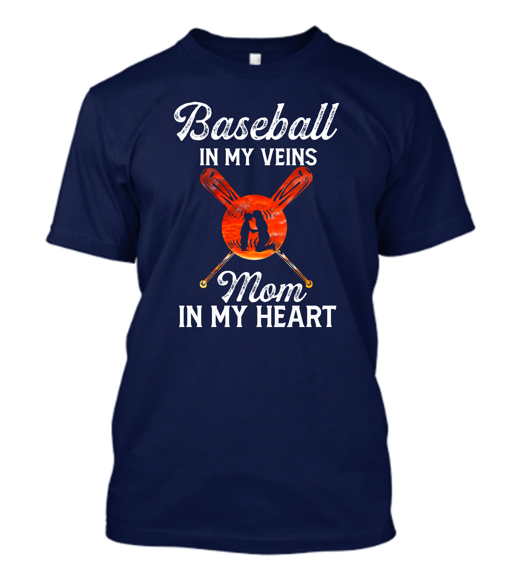 Baseball In My Veins Mom In My Heart Crossed Bats T-Shirt