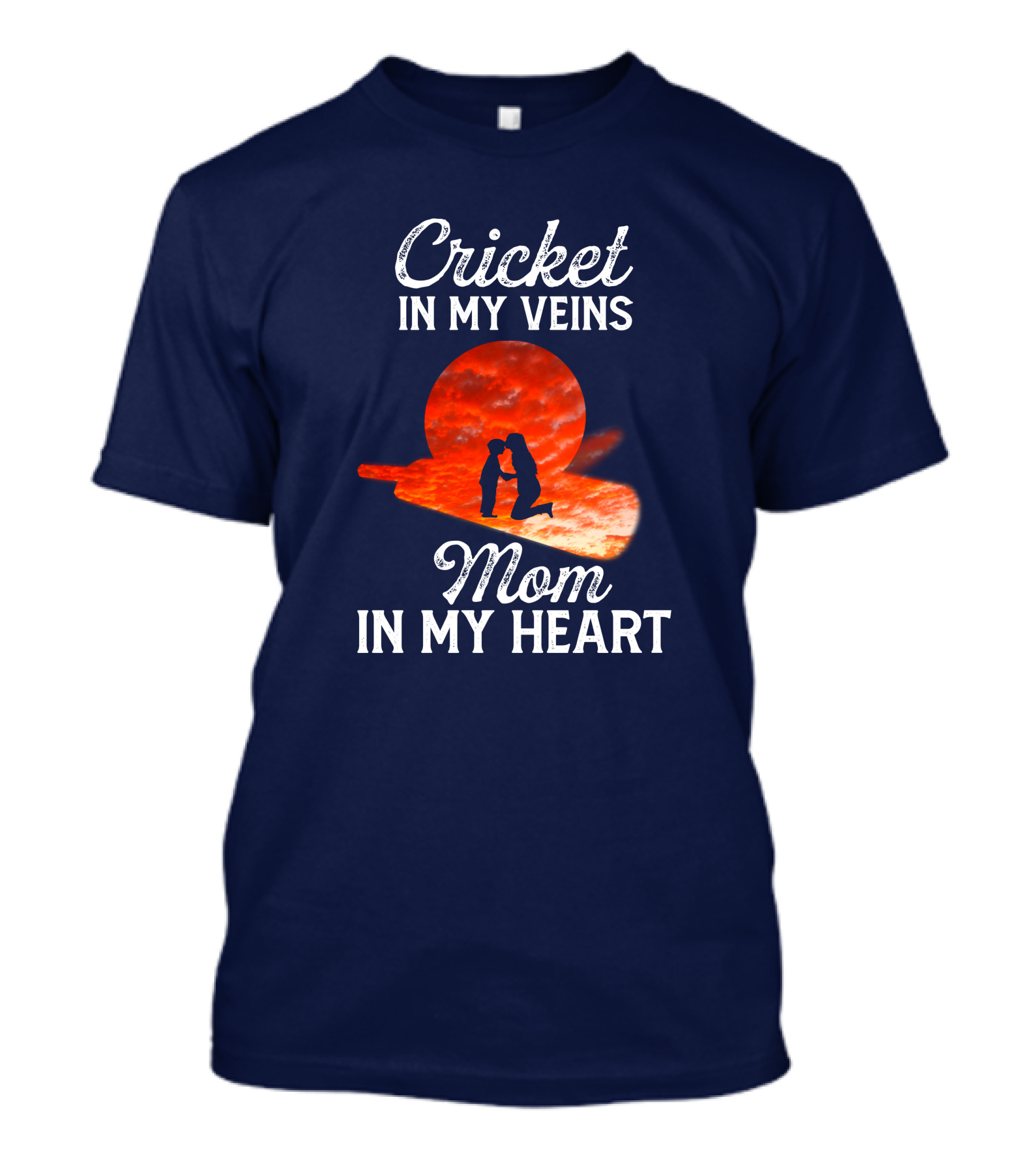 Cricket In My Veins Mom In My Heart Silhouette Sunset Bat Scene T-Shirt
