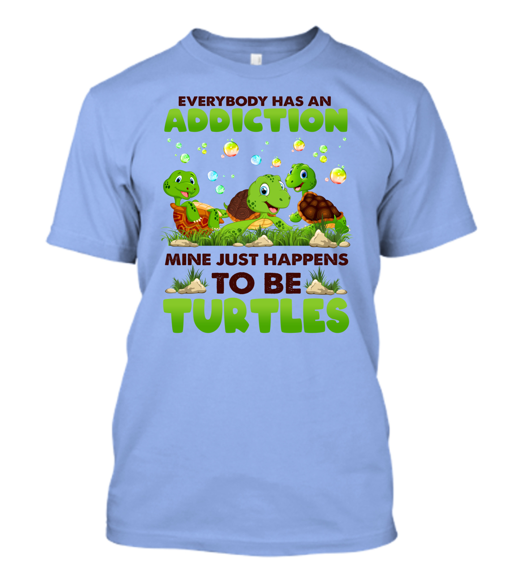 Everybody Has An Addiction Mine Just Happens To Be Turtles With Cute Cartoon Turtles And Bubbles T-Shirt