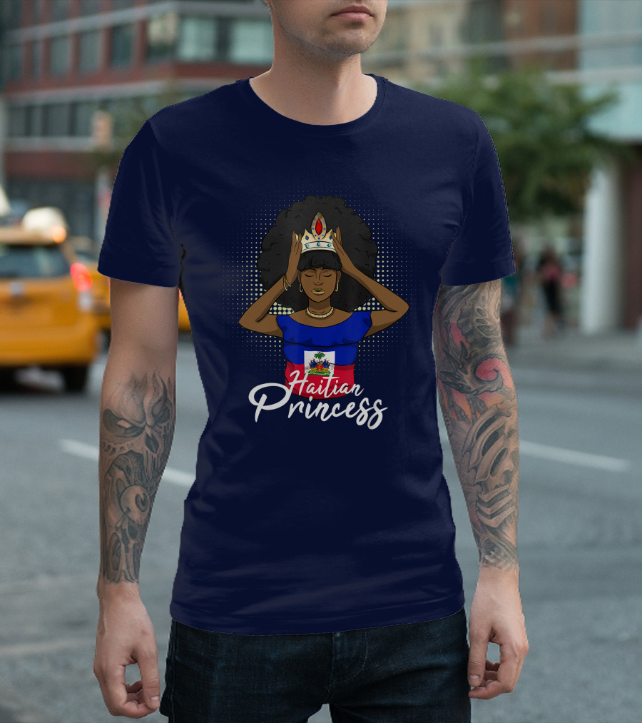 Haitian Princess Love Flag Proud Woman Crown Girl T-Shirt