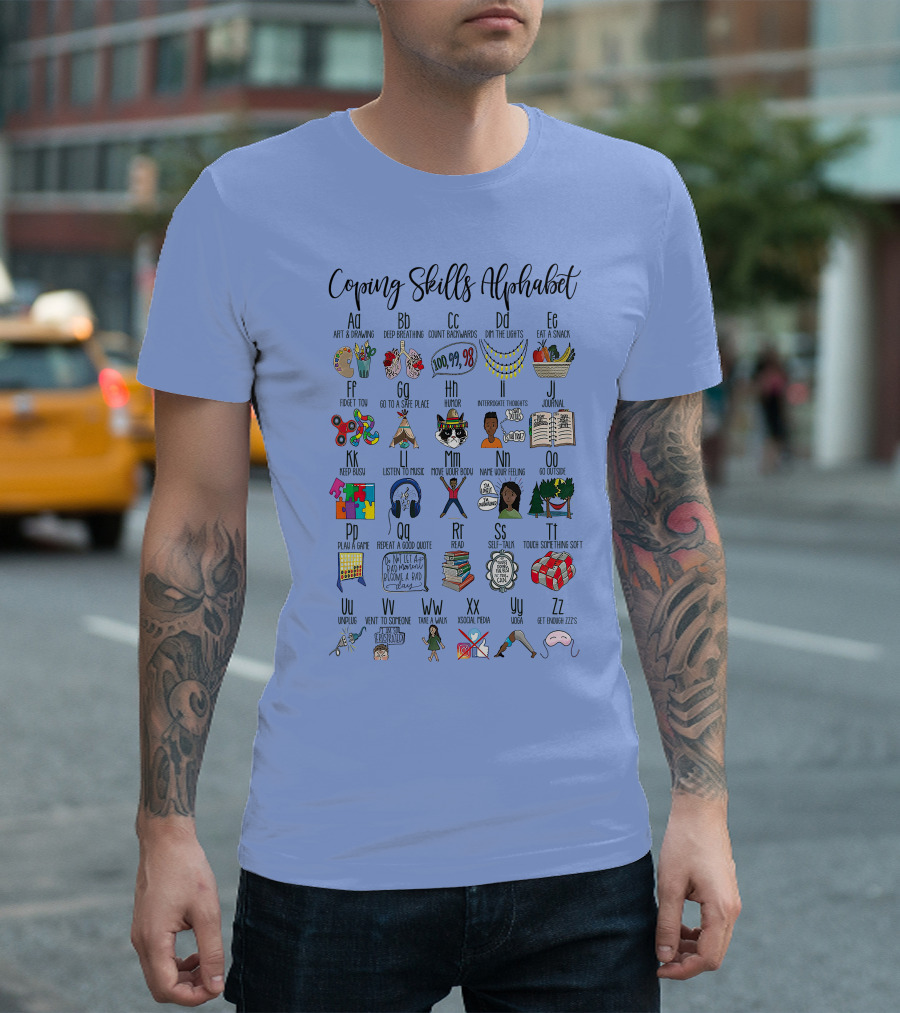 Coping Skills Alphabet Self-Care Activities and Relaxation Techniques T-Shirt