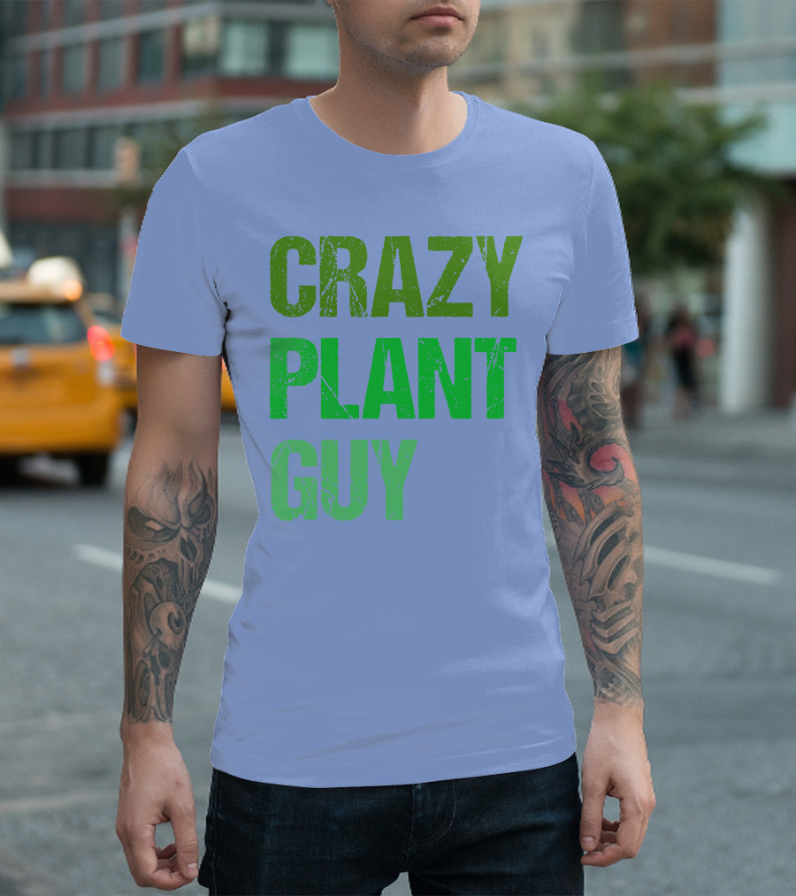 Mens Crazy Plant Guy Text T-Shirt