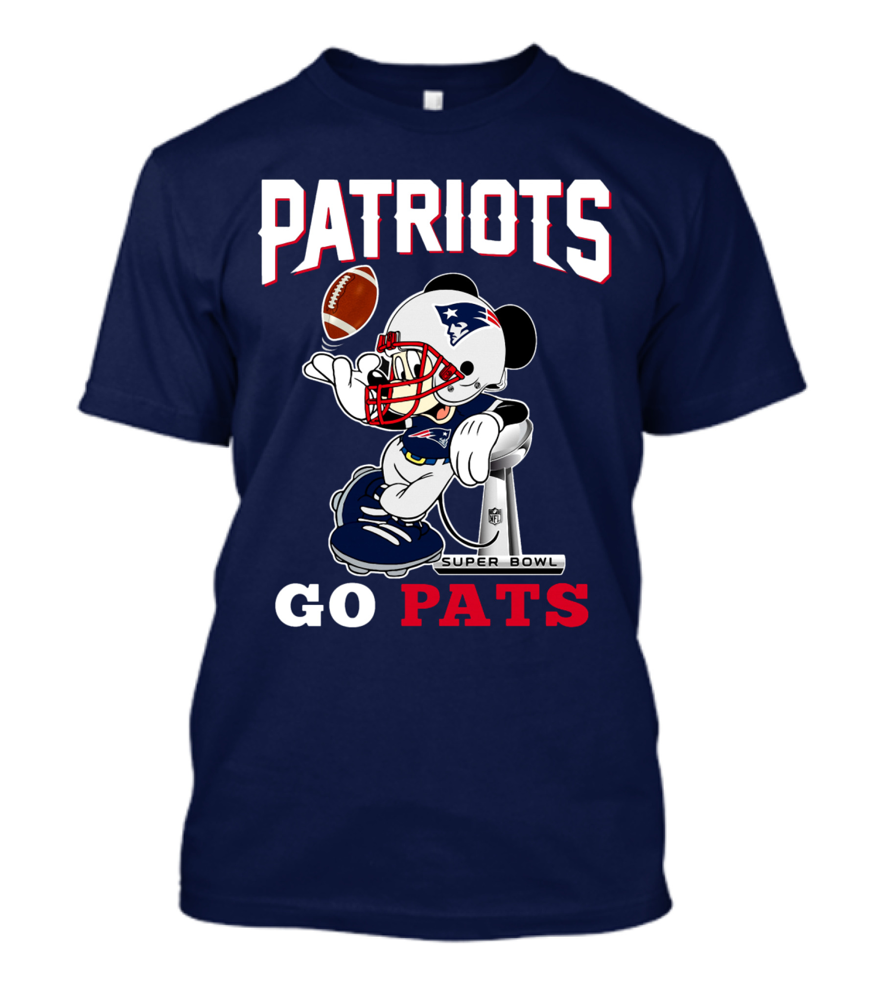 Patriots Super Bowl Go Pats Football Helmet Trophy Animation T-Shirt