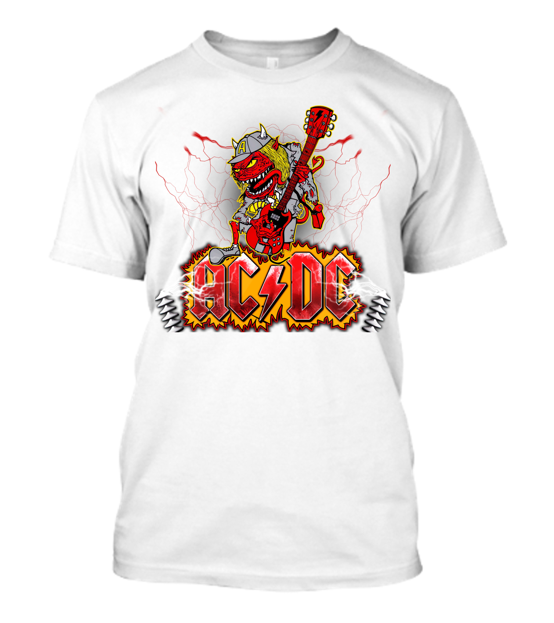 AC DC Fan Logo With Rock Devil Playing Guitar T-Shirt