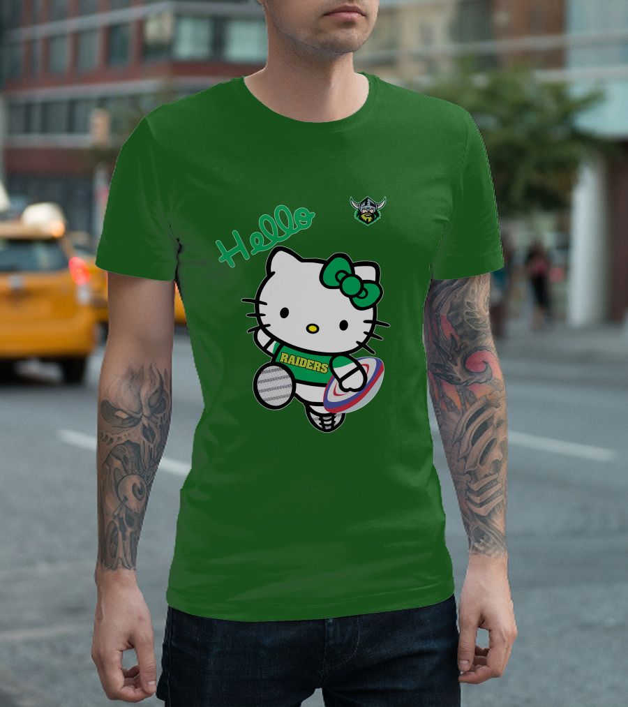 NRL1003 Hello Kitty Canberra Raiders Football T-Shirt