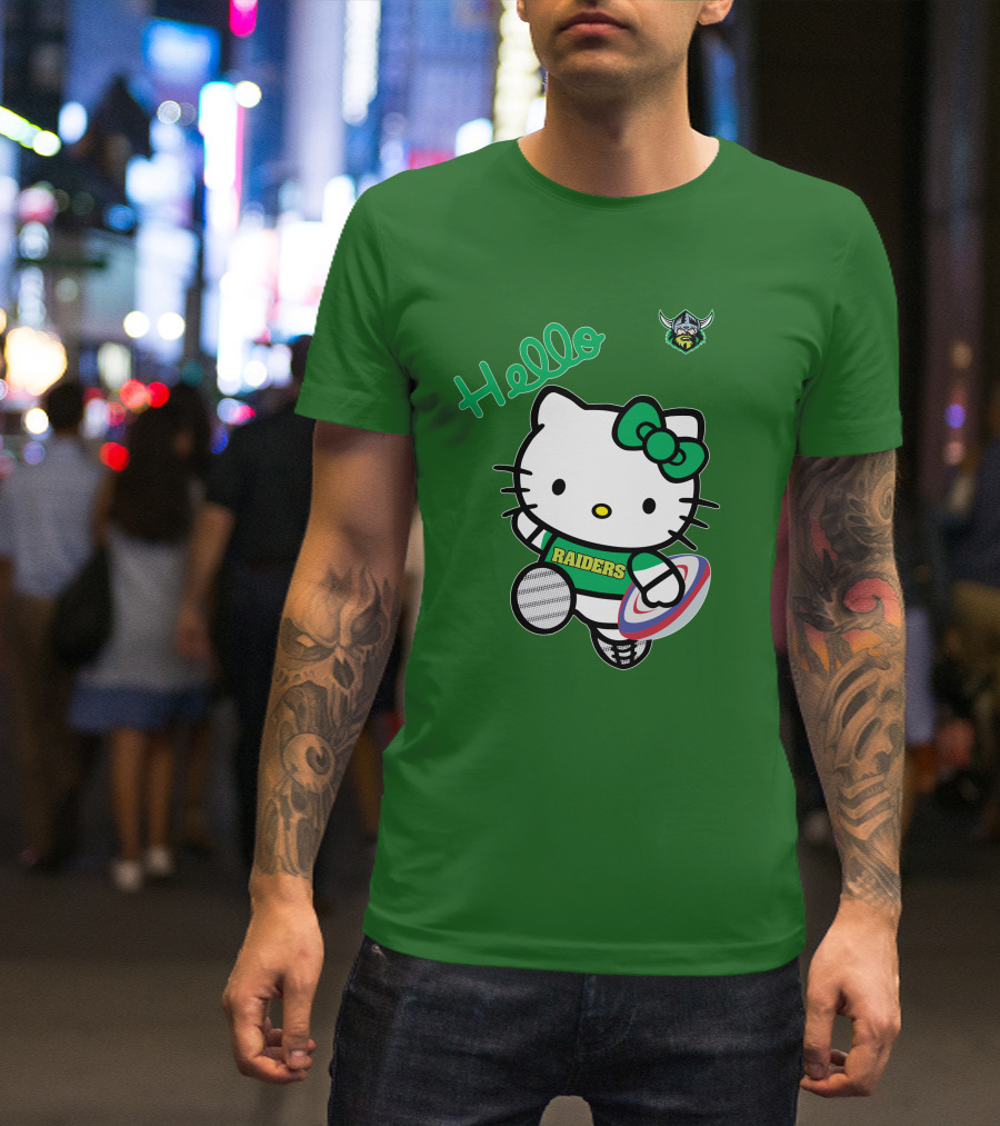 NRL1003 Hello Kitty Canberra Raiders Football T-Shirt