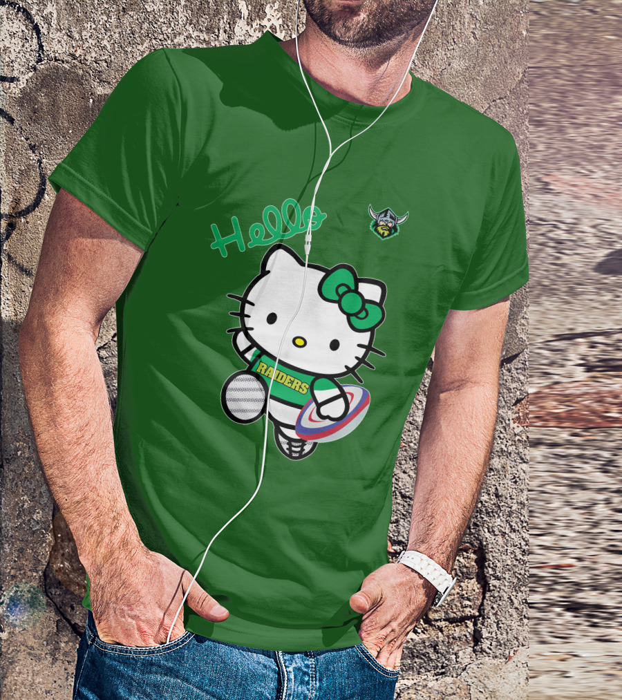 NRL1003 Hello Kitty Canberra Raiders Football T-Shirt
