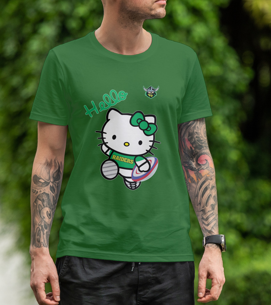 NRL1003 Hello Kitty Canberra Raiders Football T-Shirt