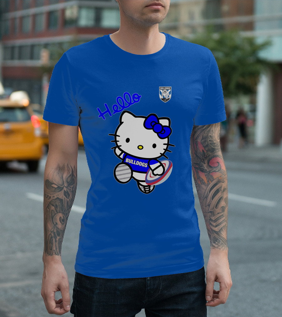 NRL1004 Hello Bulldogs Canterbury Bankstown Hello Kitty T-Shirt